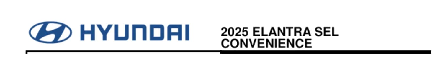 Window sticker header showing the Hyundai wordmark and the model line 2025 Elantra SEL Convenience.